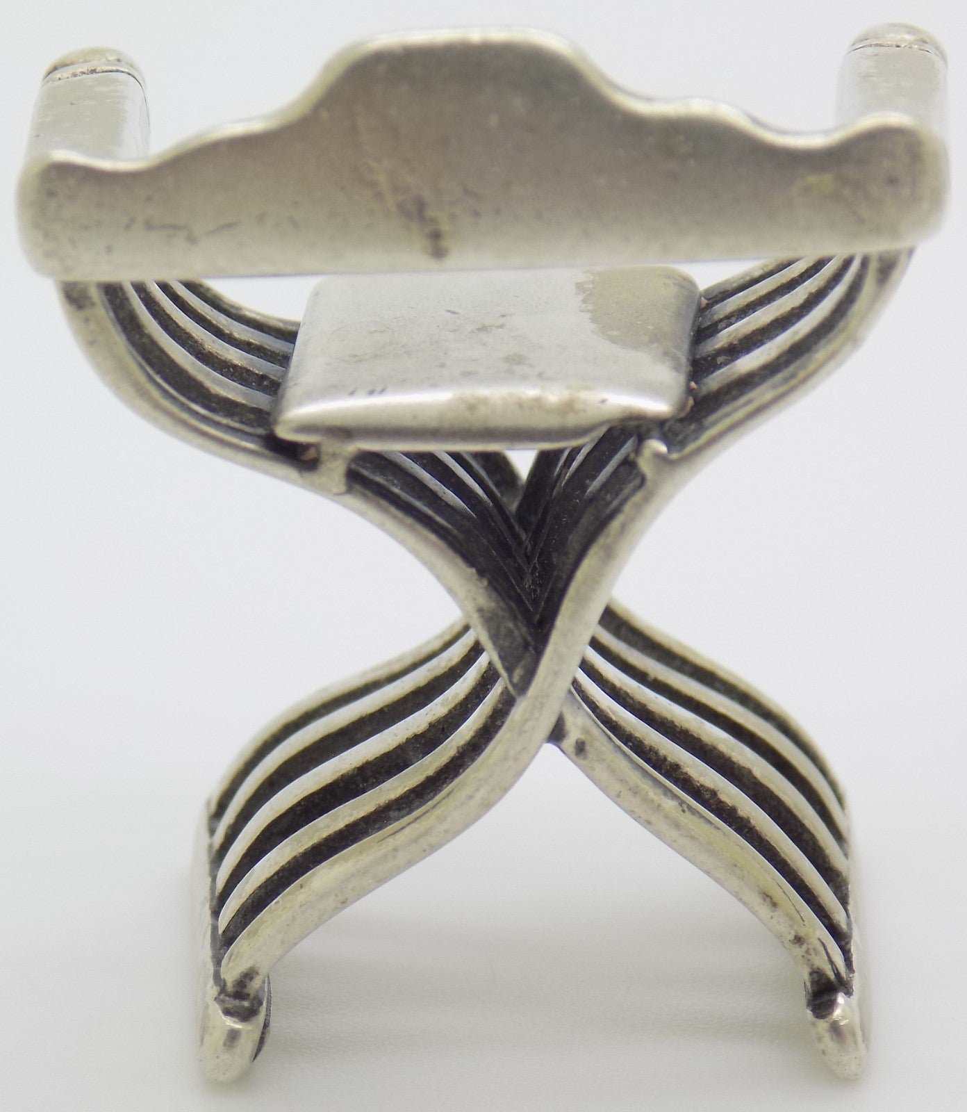 Vintage Italian Handmade Genuine Silver 800 Savonarola Chair Dollhouse Miniature