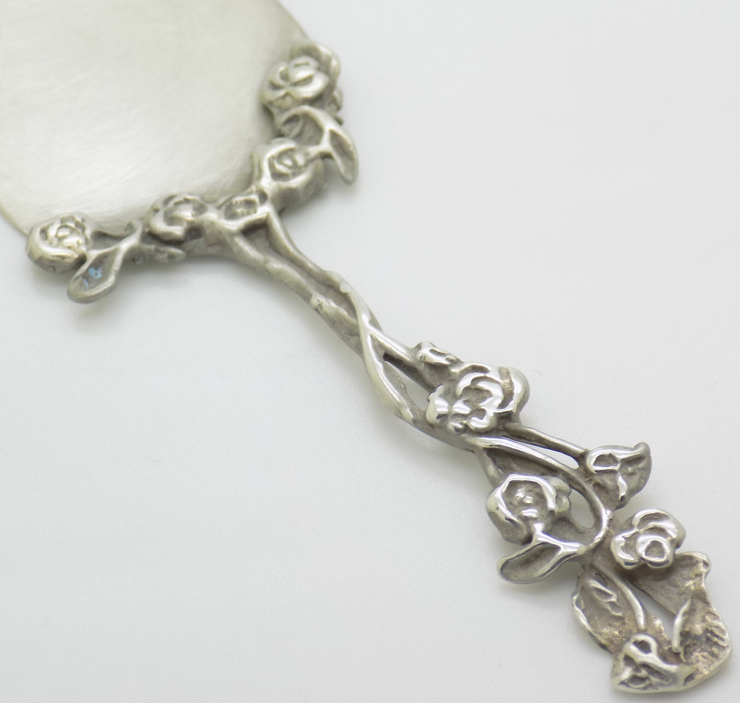 Vintage Italian Silver Small Cake Server Rose Pattern Handmade 800 Silver