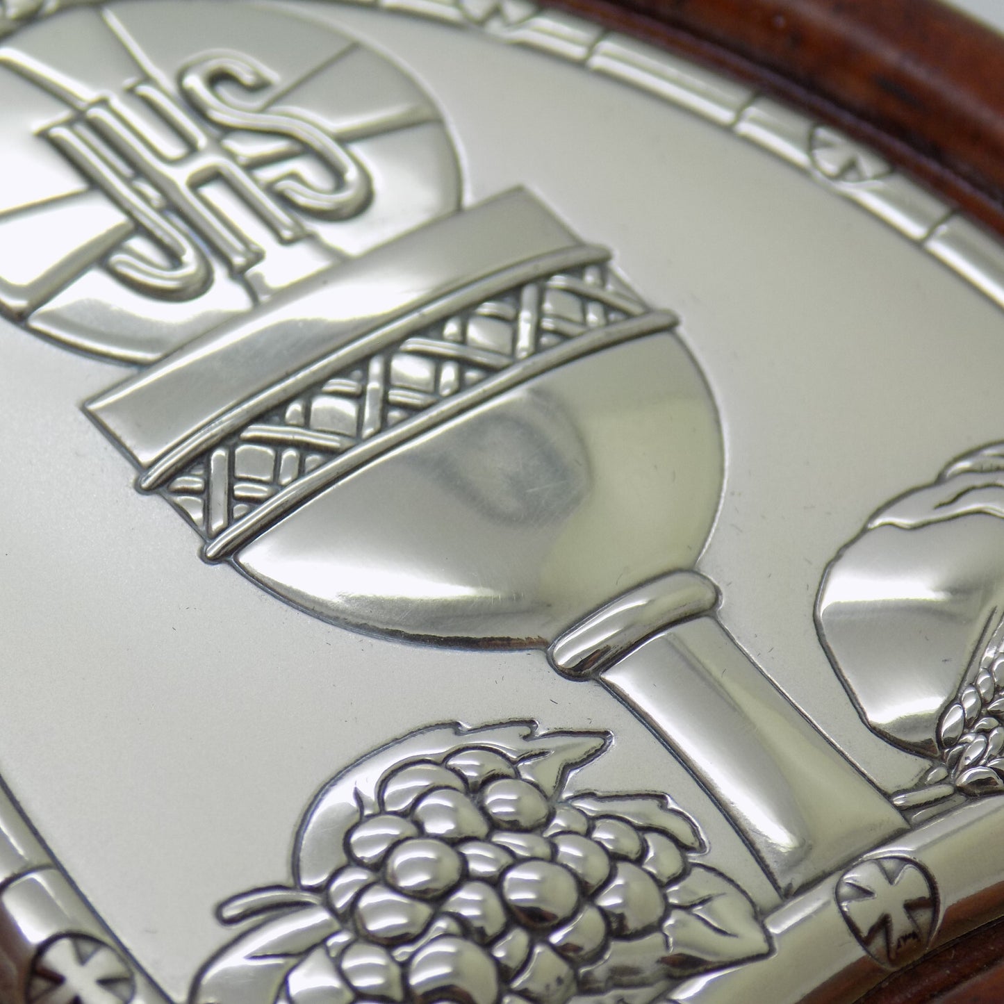 Vintage Italian Handmade Silver Lamina Sheet JHS Christian Icon (Small Defect)