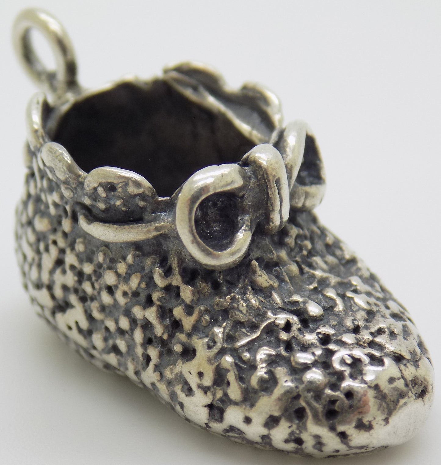 Vintage Italian Sterling Silver Newborn Shoe Miniature Pendant Handmade 925 Gift