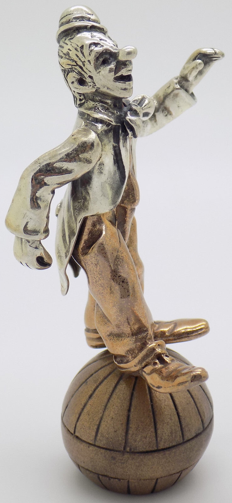 Vintage Italian Handmade Genuine Silver & Brass Balancing Clown Angini Figurine