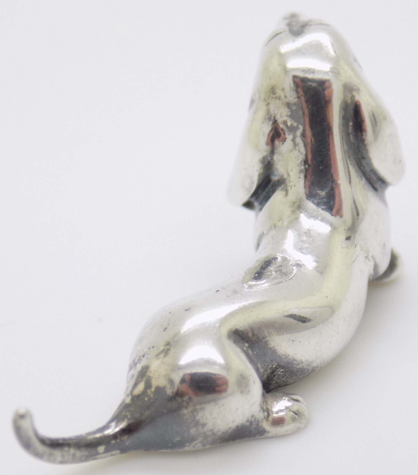Vintage Italian Handmade Genuine Silver Wiener Dog Dachshund Dollhouse Miniature