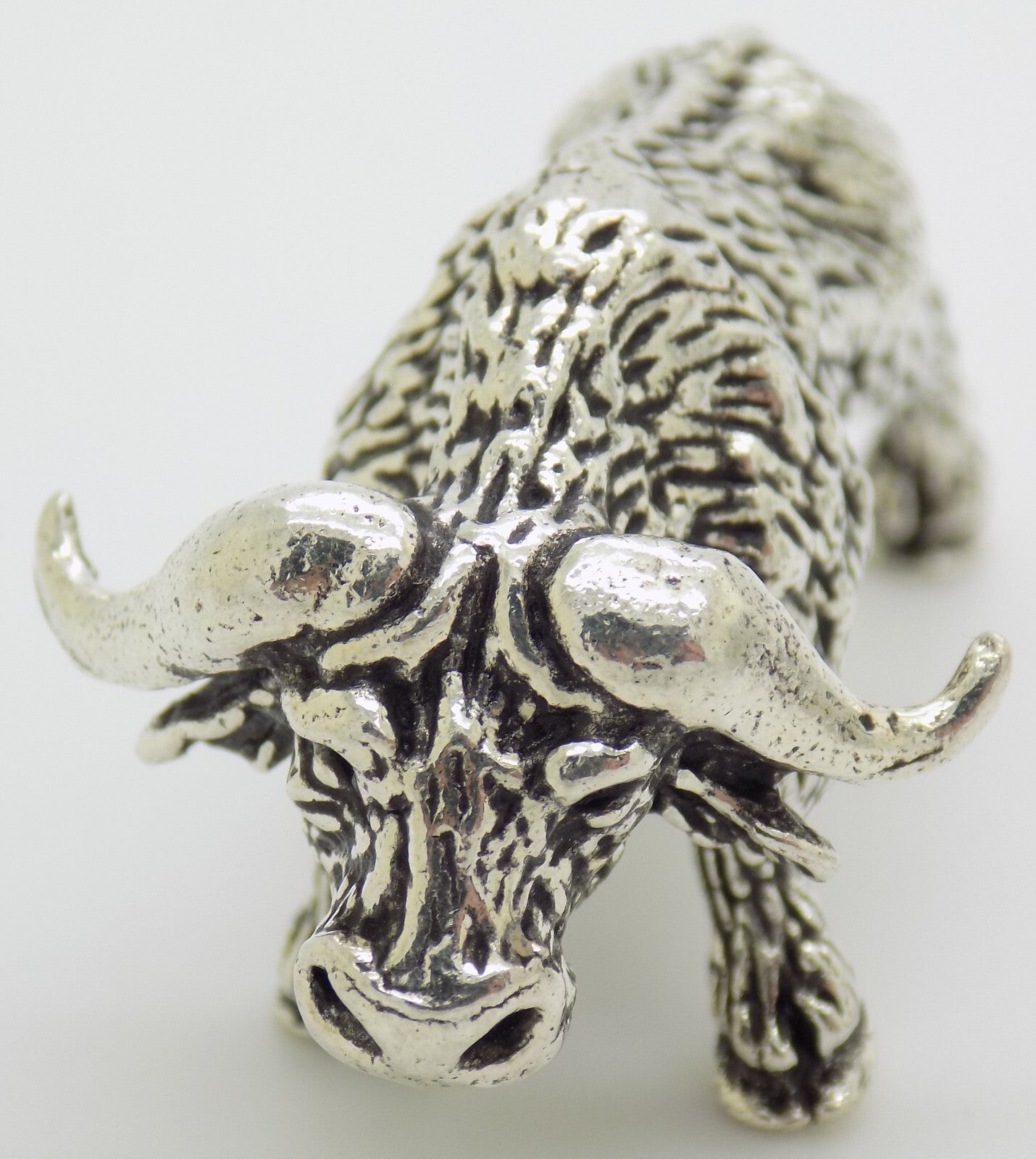 Vintage Italian Handmade Genuine Silver .800 Buffalo Detailed Figurine Statue