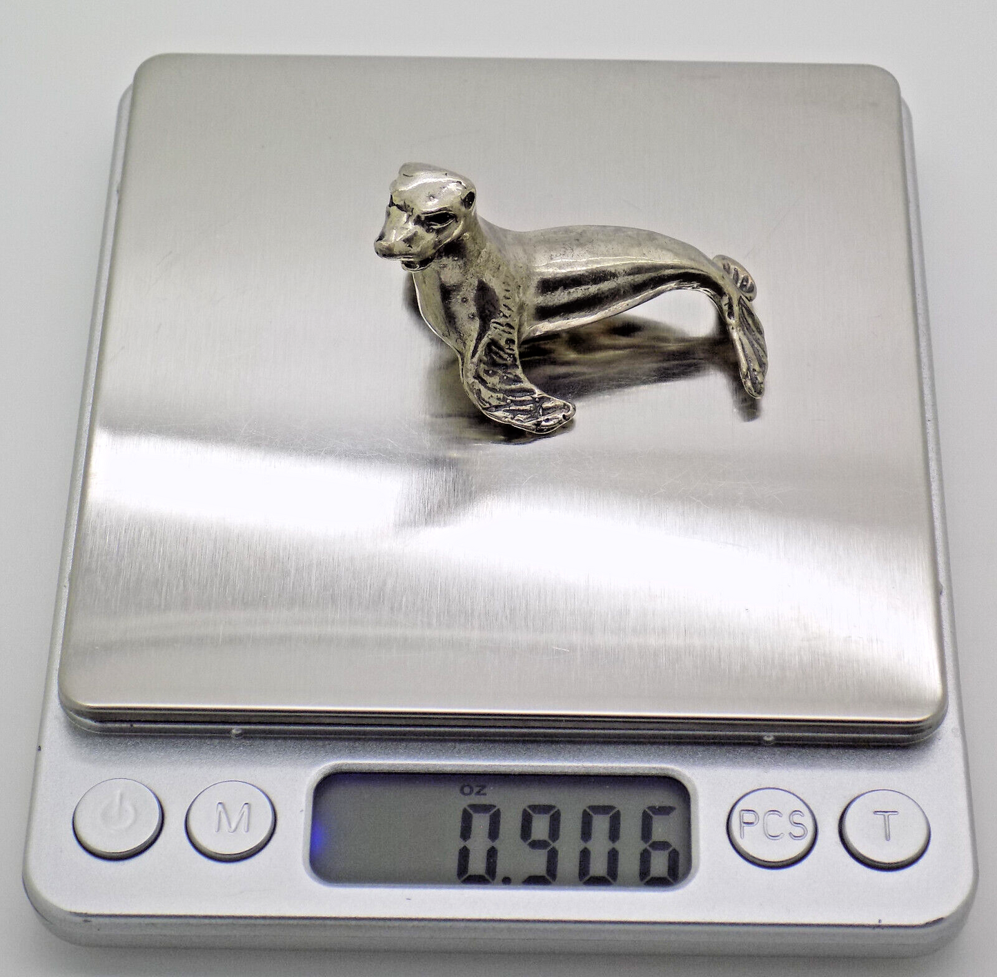 Vintage Italian Silver Seal Figurine Arezzo Tuscany 1970s 1980s Rare Design