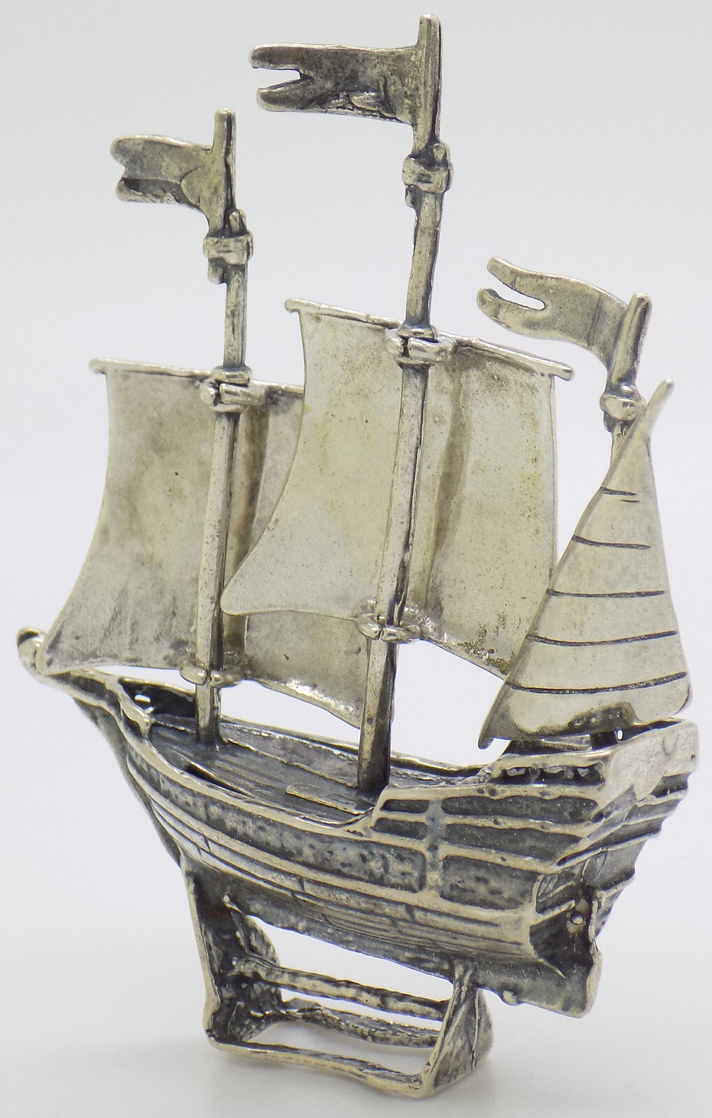 Vintage Italian Handmade Genuine Silver .800 Crusades Ship Galleon Figurine