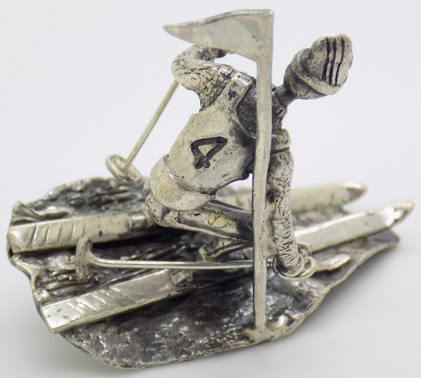 Vintage Italian Handmade Sterling Silver 925 Detailed Slalom Skier RARE Figurine