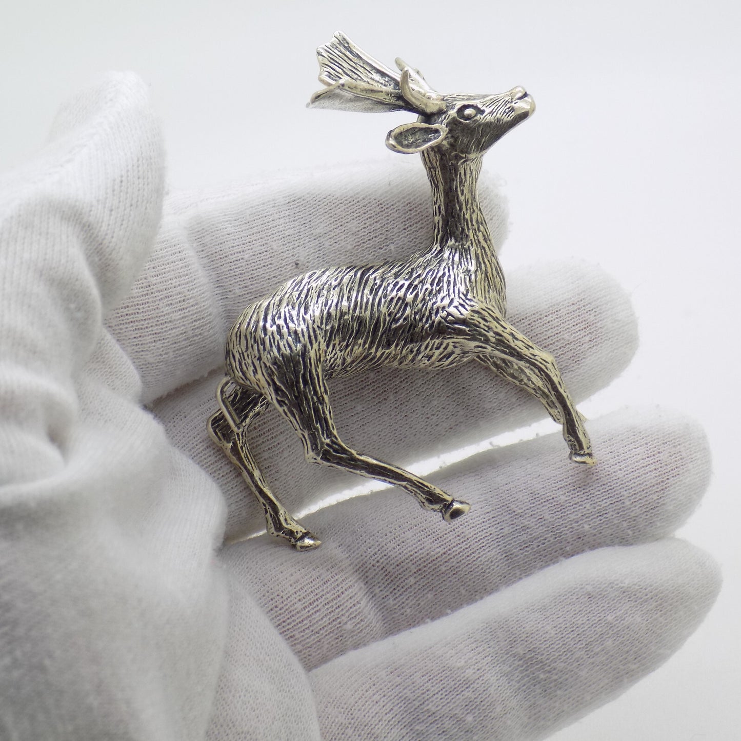 Vintage Italian Handmade Genuine Silver .800 RARE Deer Figurine Detailed Statue