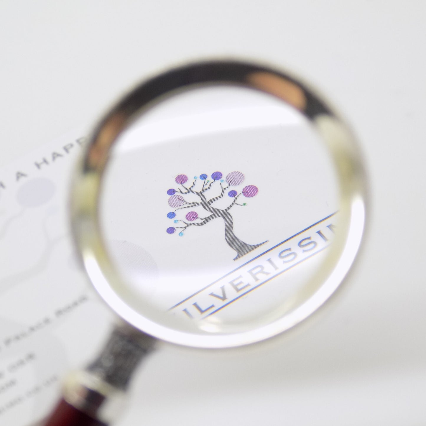 Vintage Italian Handmade Genuine Silver Purse Magnifier with Wooden Handle