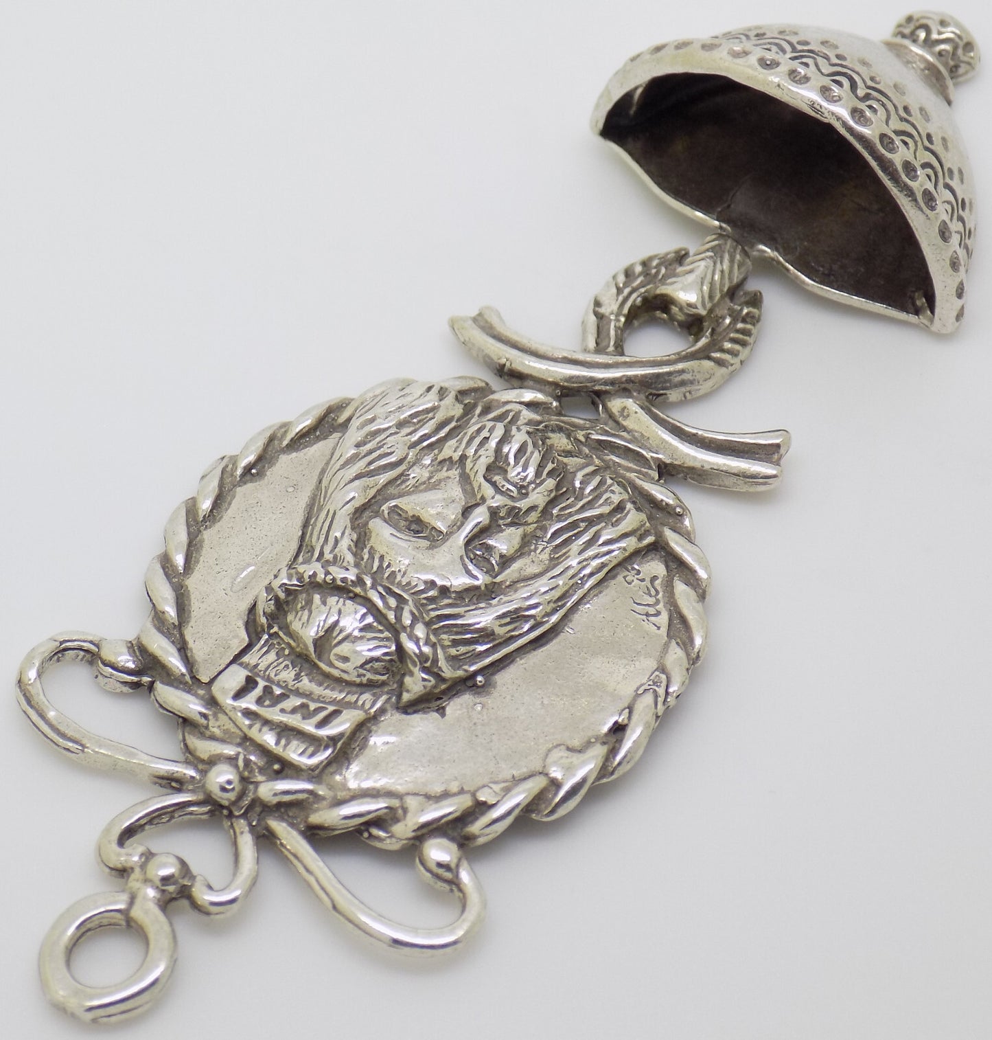 Vintage Italian Handmade Genuine Silver Jesus Christ Mini Holy Water Fountain