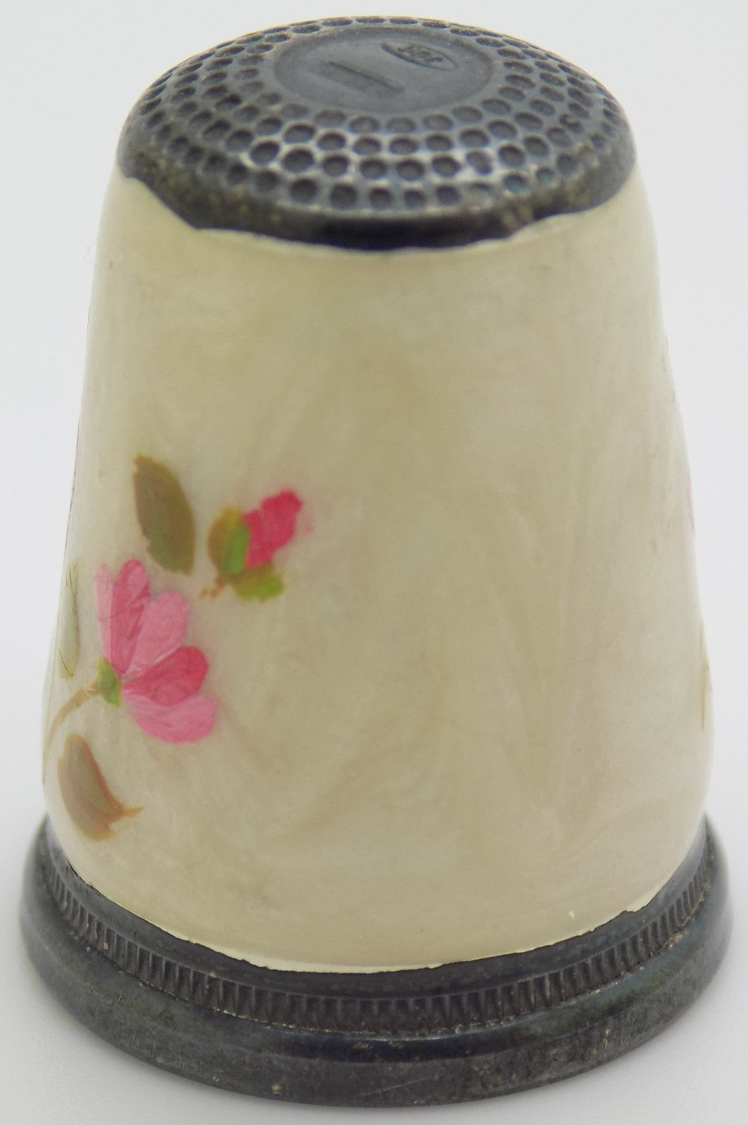 Vintage Italian Handmade Genuine Silver Hand Enameled Thimble Florence Tuscany