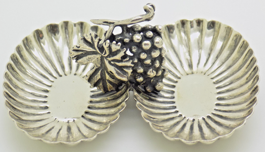 Vintage Italian Handmade Genuine Silver .800 Salt & Pepper Decorative Server