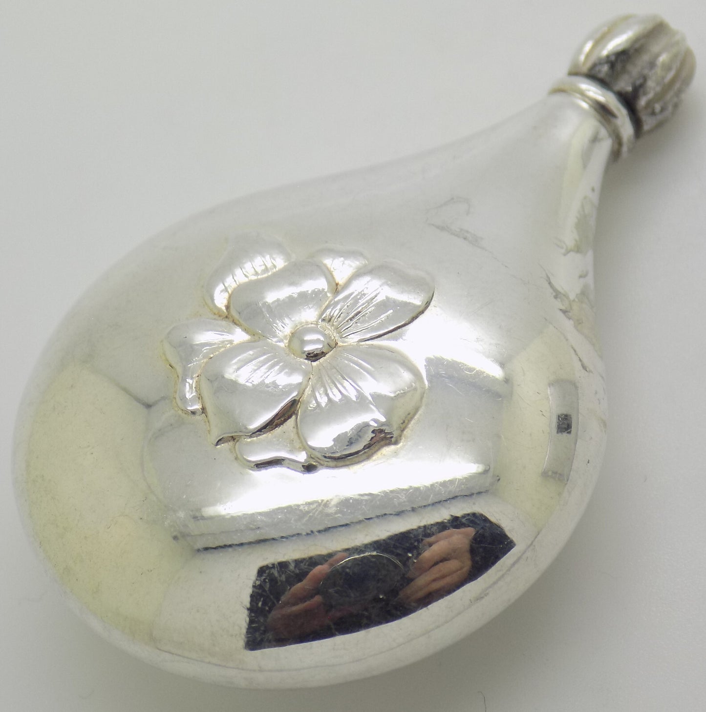 Vintage Italian Handmade Genuine Silver .800 Teardrop Shaped Perfume Bottle