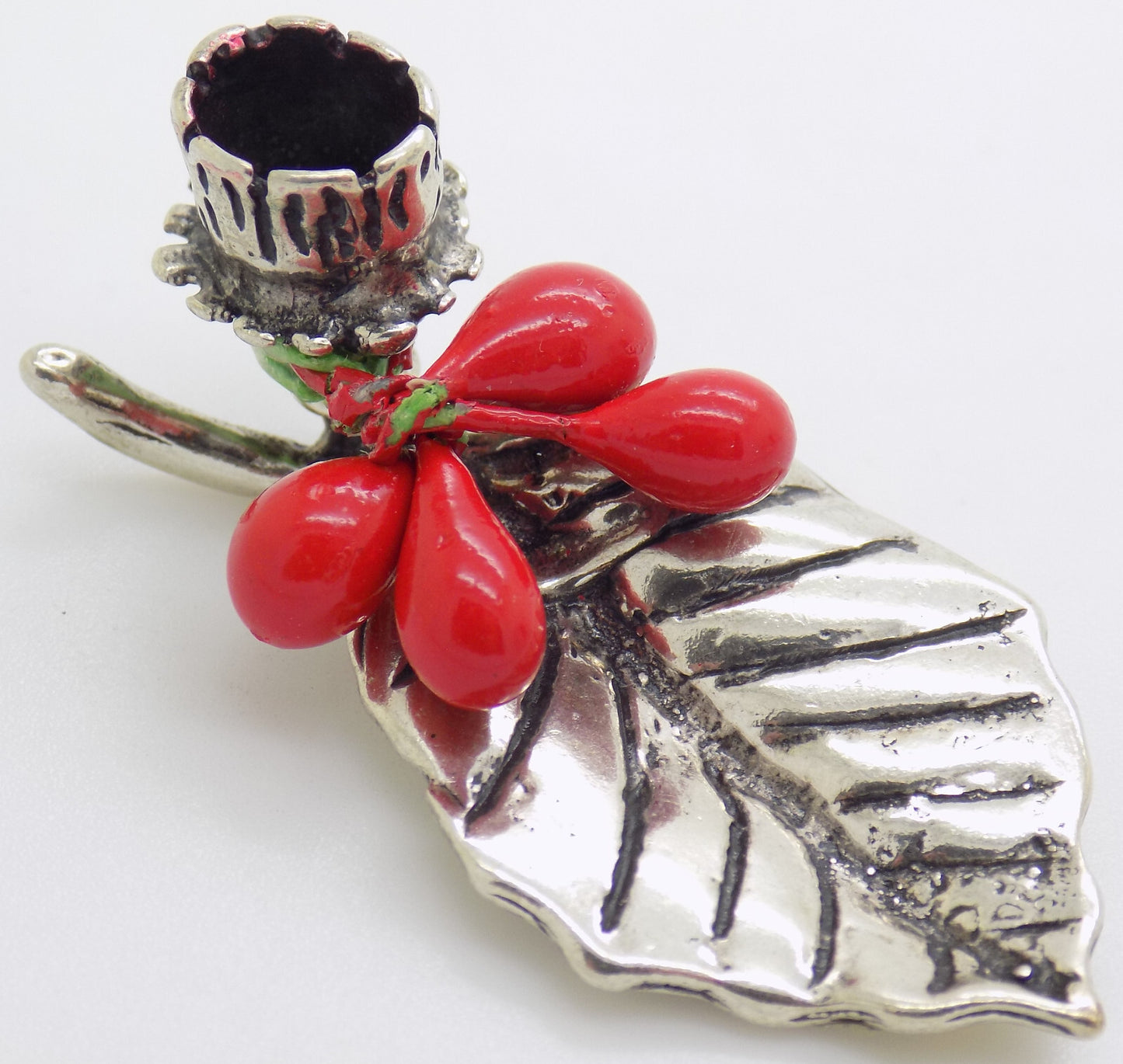 Vintage Italian Handmade Genuine Silver Christmas Candle Holder Miniature