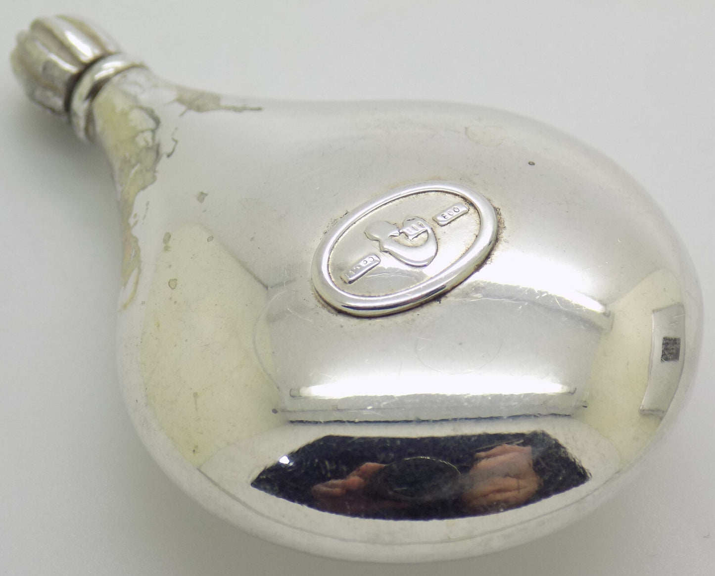Vintage Italian Handmade Genuine Silver .800 Teardrop Shaped Perfume Bottle