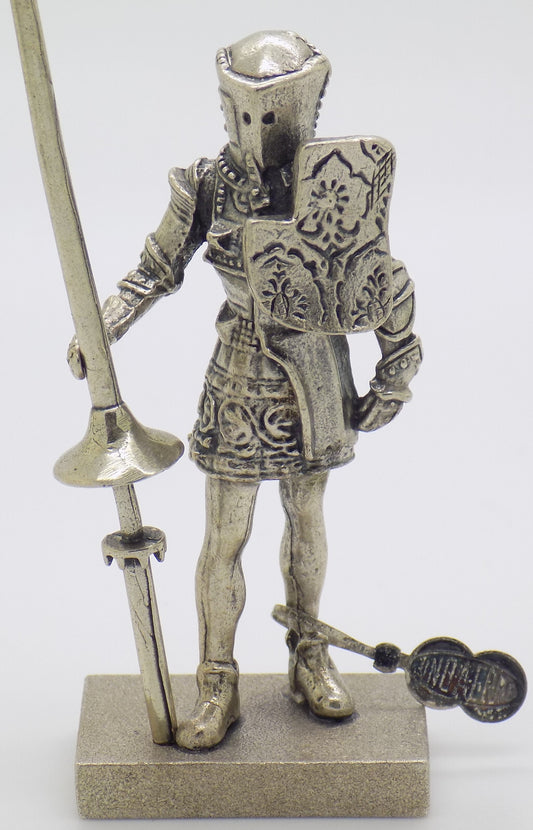 Vintage Italian Handmade Genuine Silver Rare Medieval Knight UNO-A-ERRE Figurine