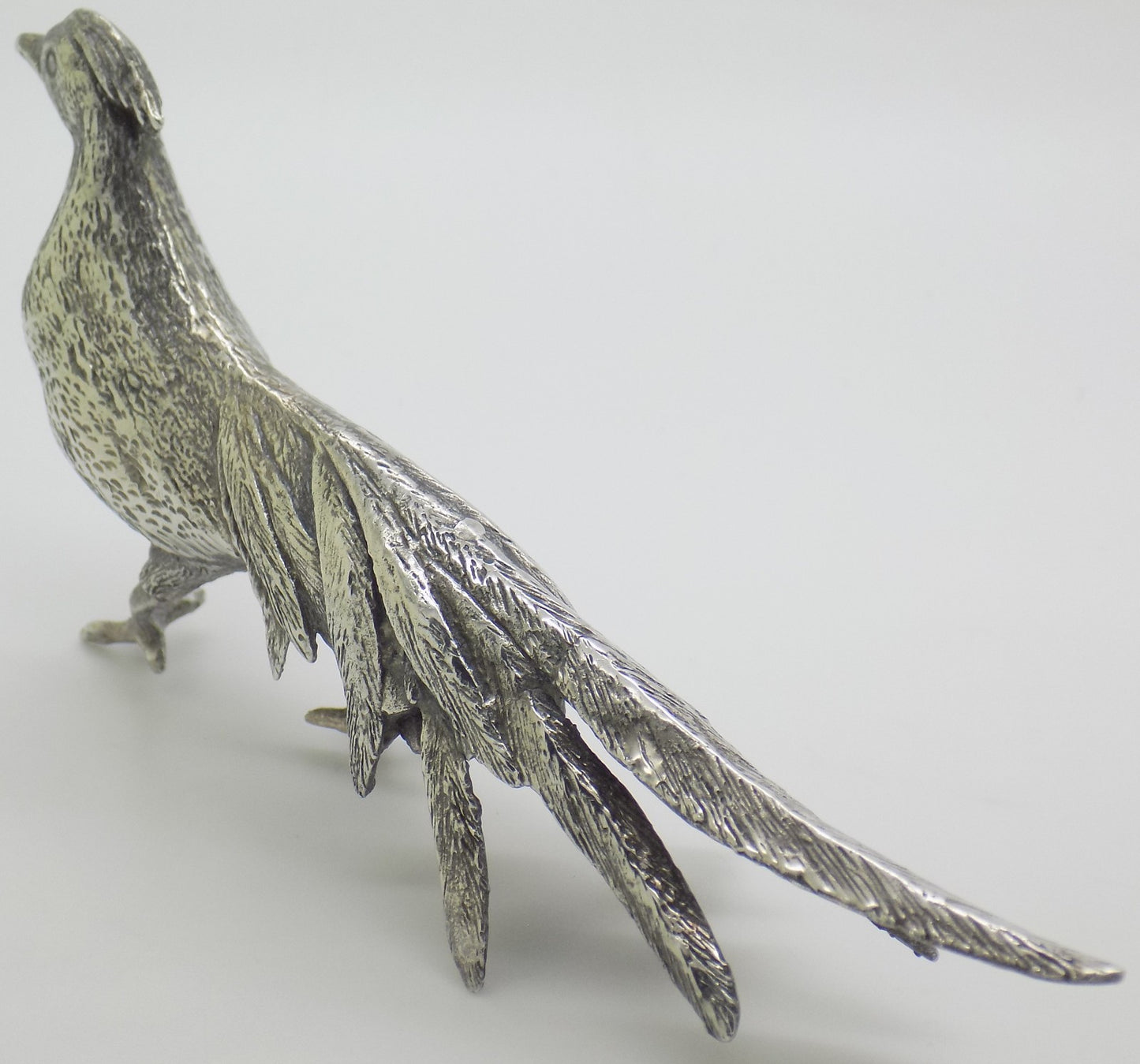 Vintage Italian Genuine Silver 800 Pheasant Figurine Large Detailed Mid Century