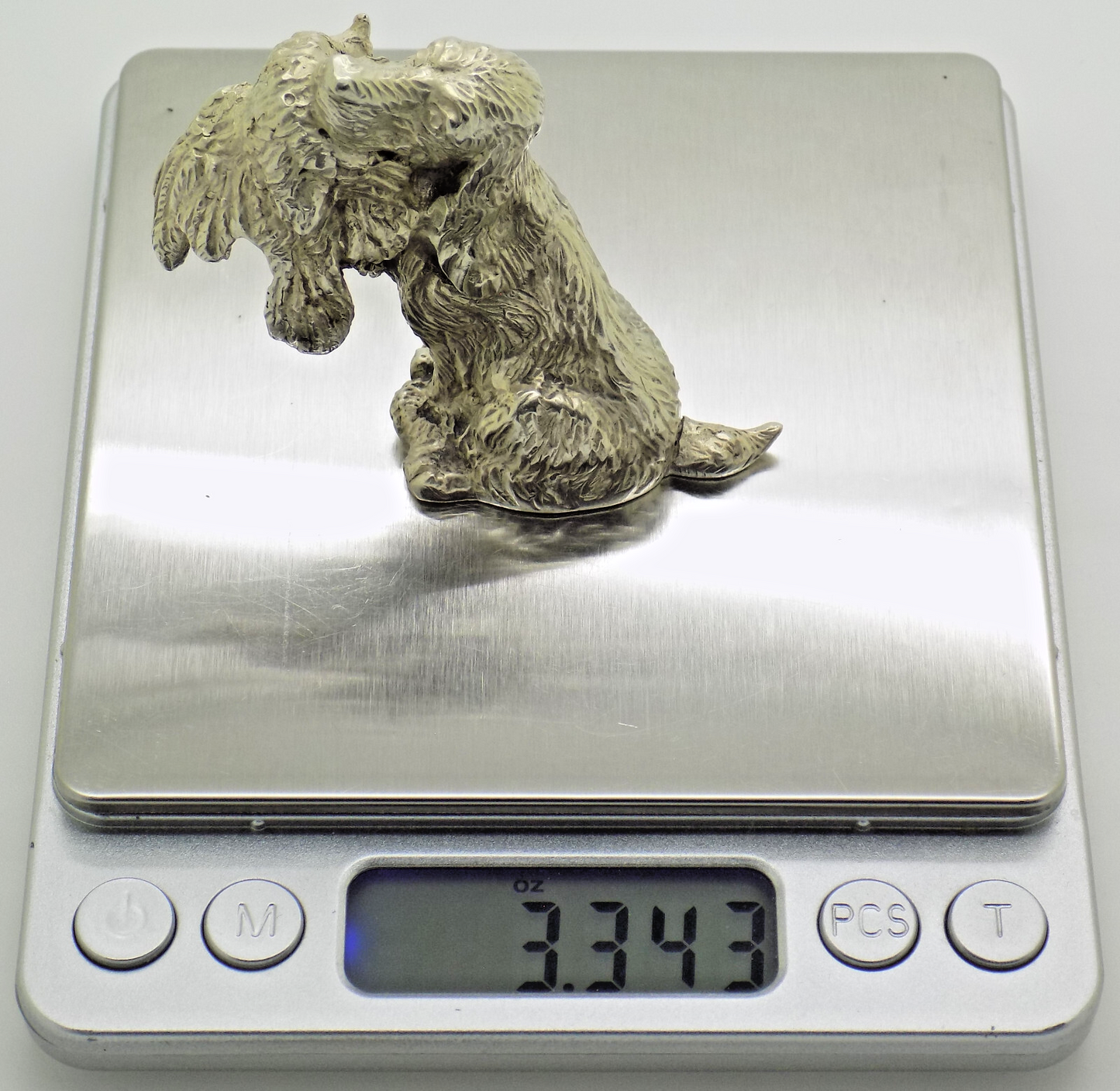 Large Vintage Italian Silver Hunting Spaniel Dog Figurine 800 Handmade Florence