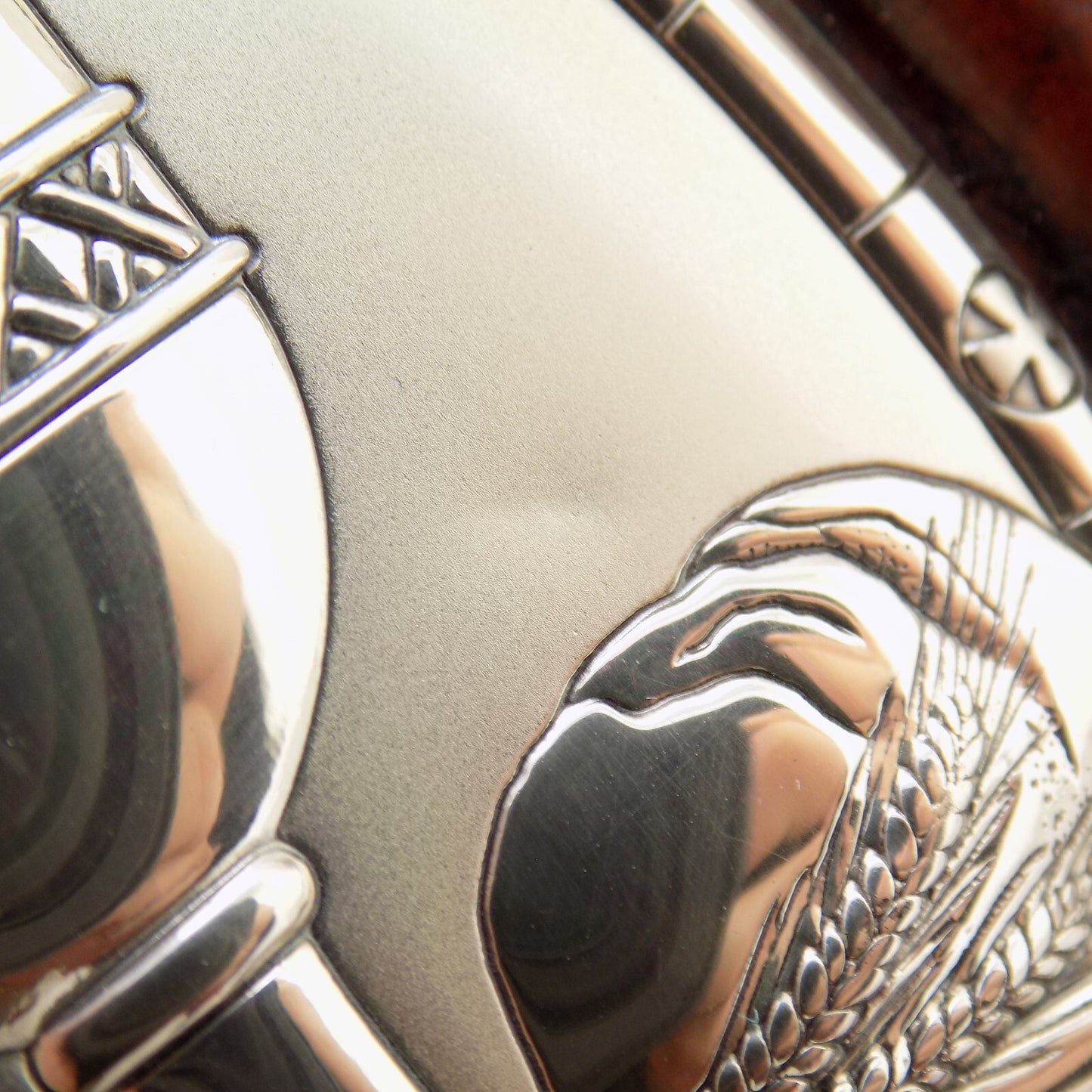 Vintage Italian Handmade Silver Lamina Sheet JHS Christian Icon (Small Defect)