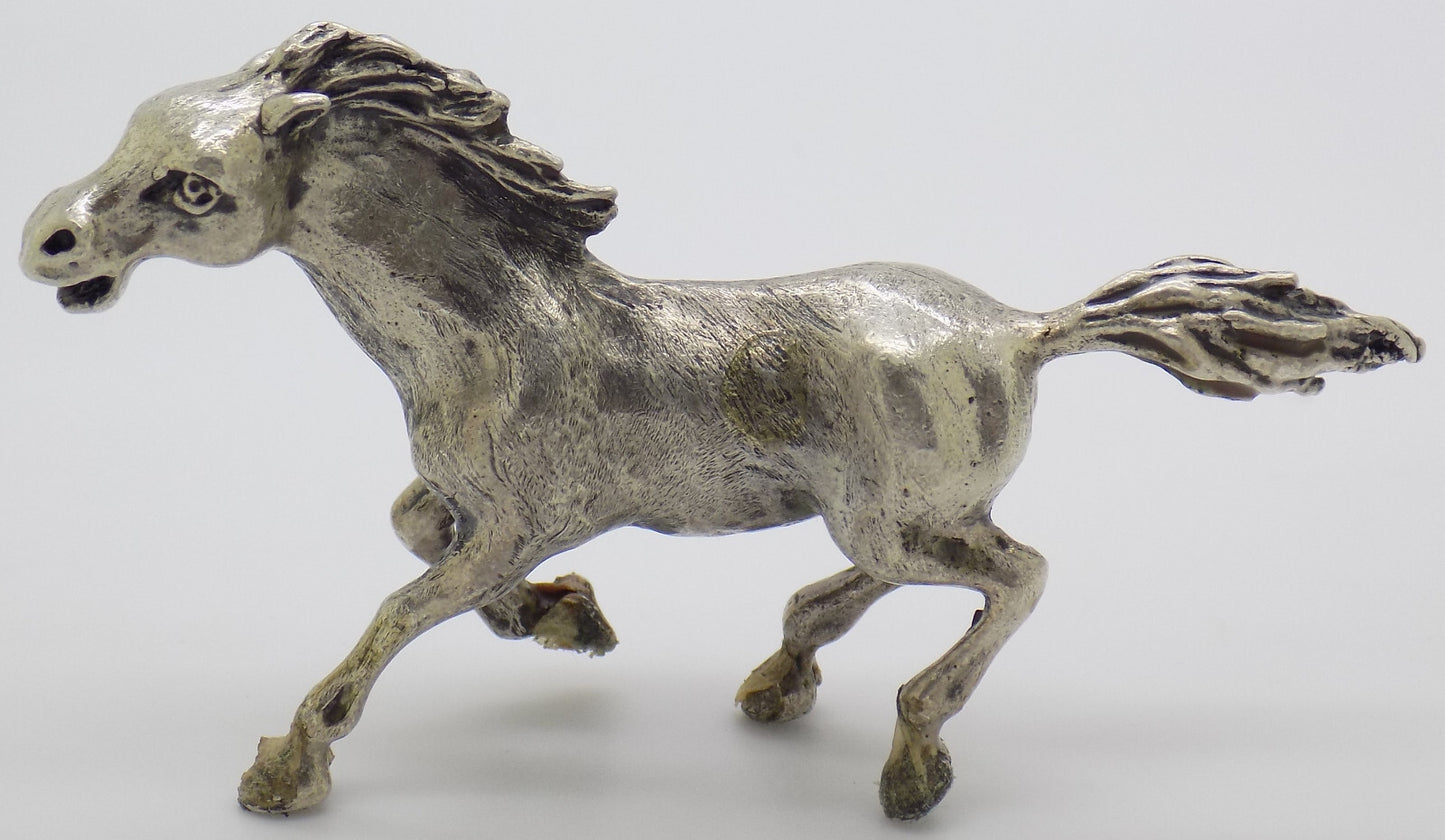 Vintage Italian Handmade Genuine Silver .800 Galloping Horse Figurine Miniature