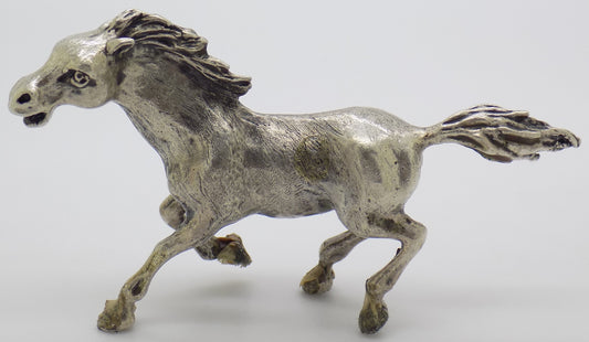 Vintage Italian Handmade Genuine Silver .800 Galloping Horse Figurine Miniature