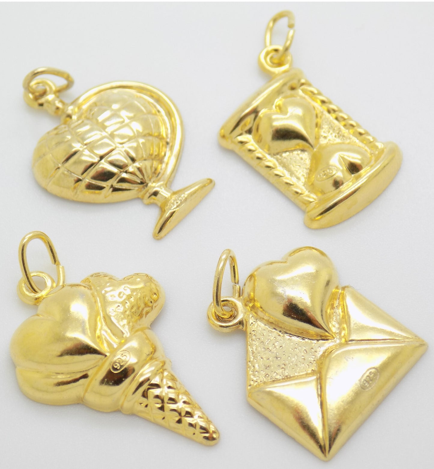 4 x Vintage Italian Handmade Sterling Silver 925 Lucky Charm Love Charm Pendants