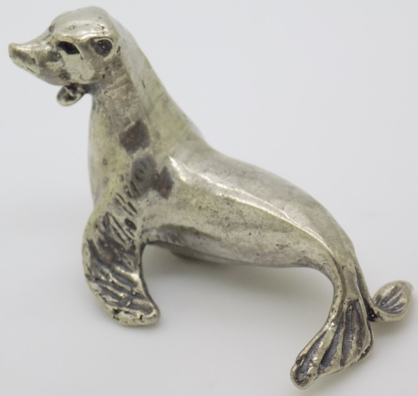 Vintage Italian Silver Seal Figurine Arezzo Tuscany 1970s 1980s Rare Design