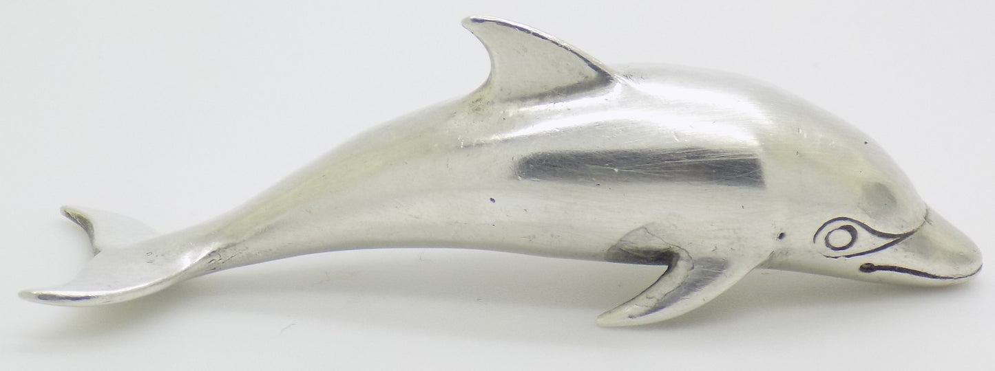 Vintage Italian Handmade Silver 800 Dolphin Large Detailed Sealife Figurine