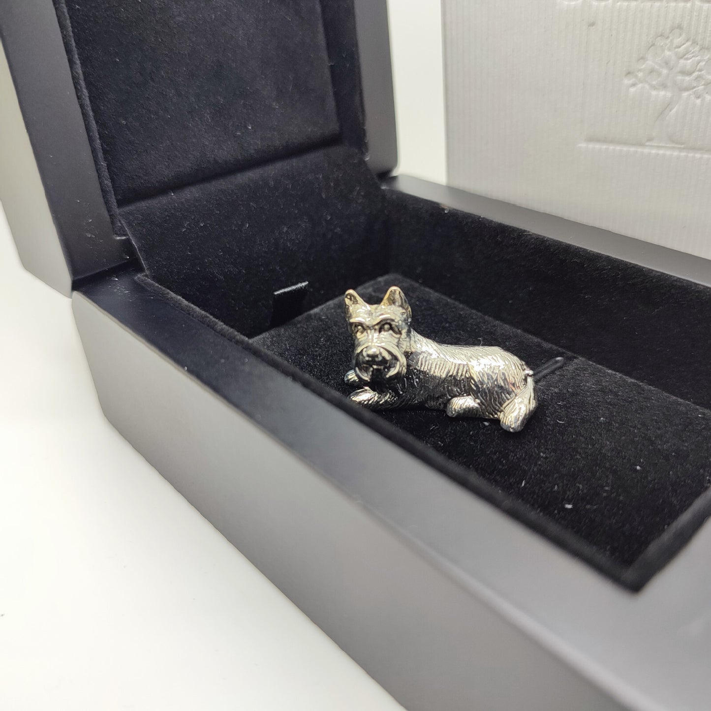 Sterling Silver 925 Victoria Era Style Scottish Terrier Dog Figurine w/t Box