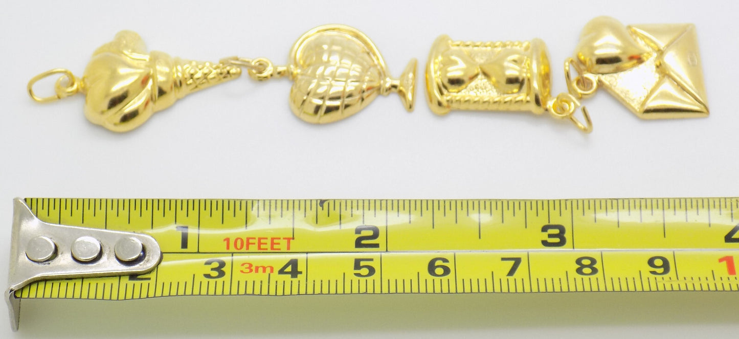 4 x Vintage Italian Handmade Sterling Silver 925 Lucky Charm Love Charm Pendants