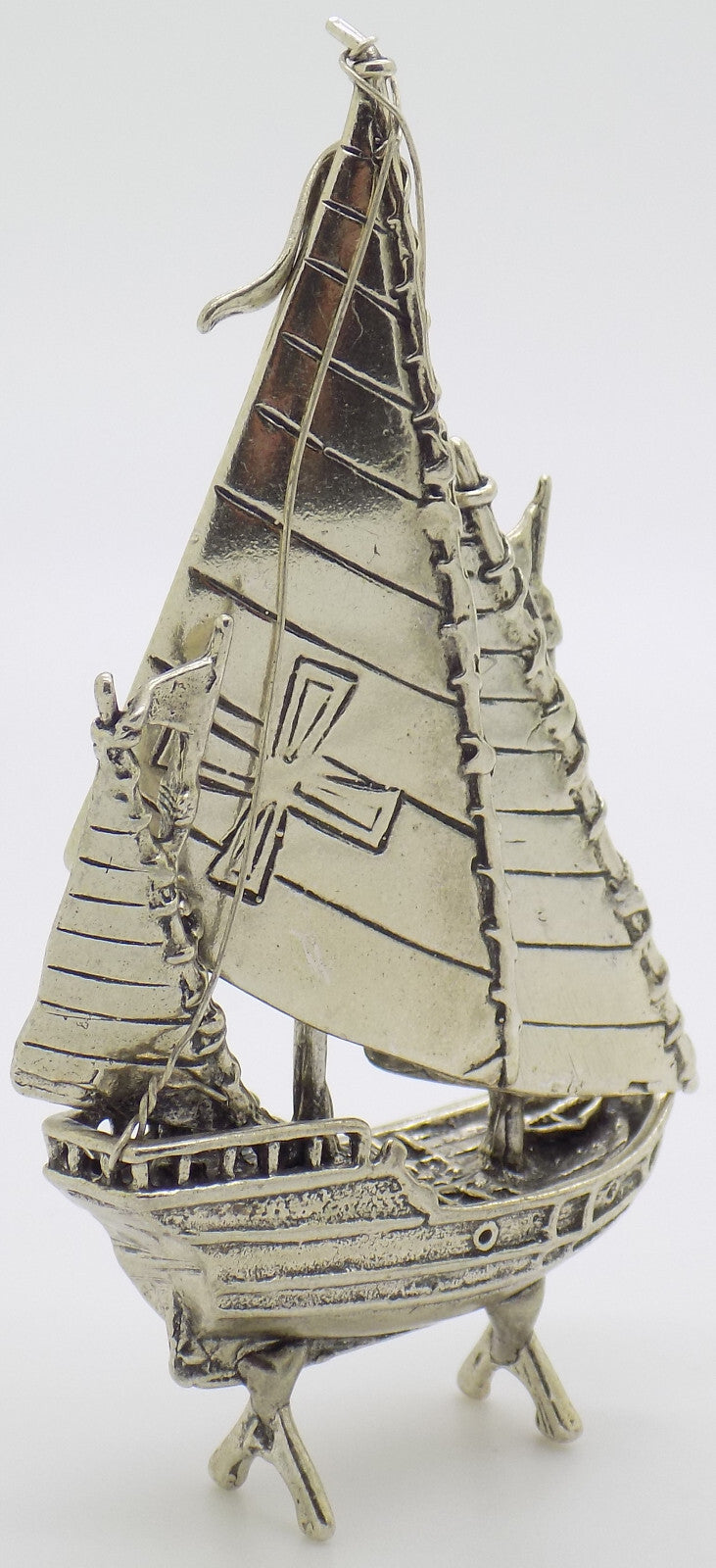 Vintage Italian Handmade Genuine Silver Detailed Crusade Ship Figurine Miniature