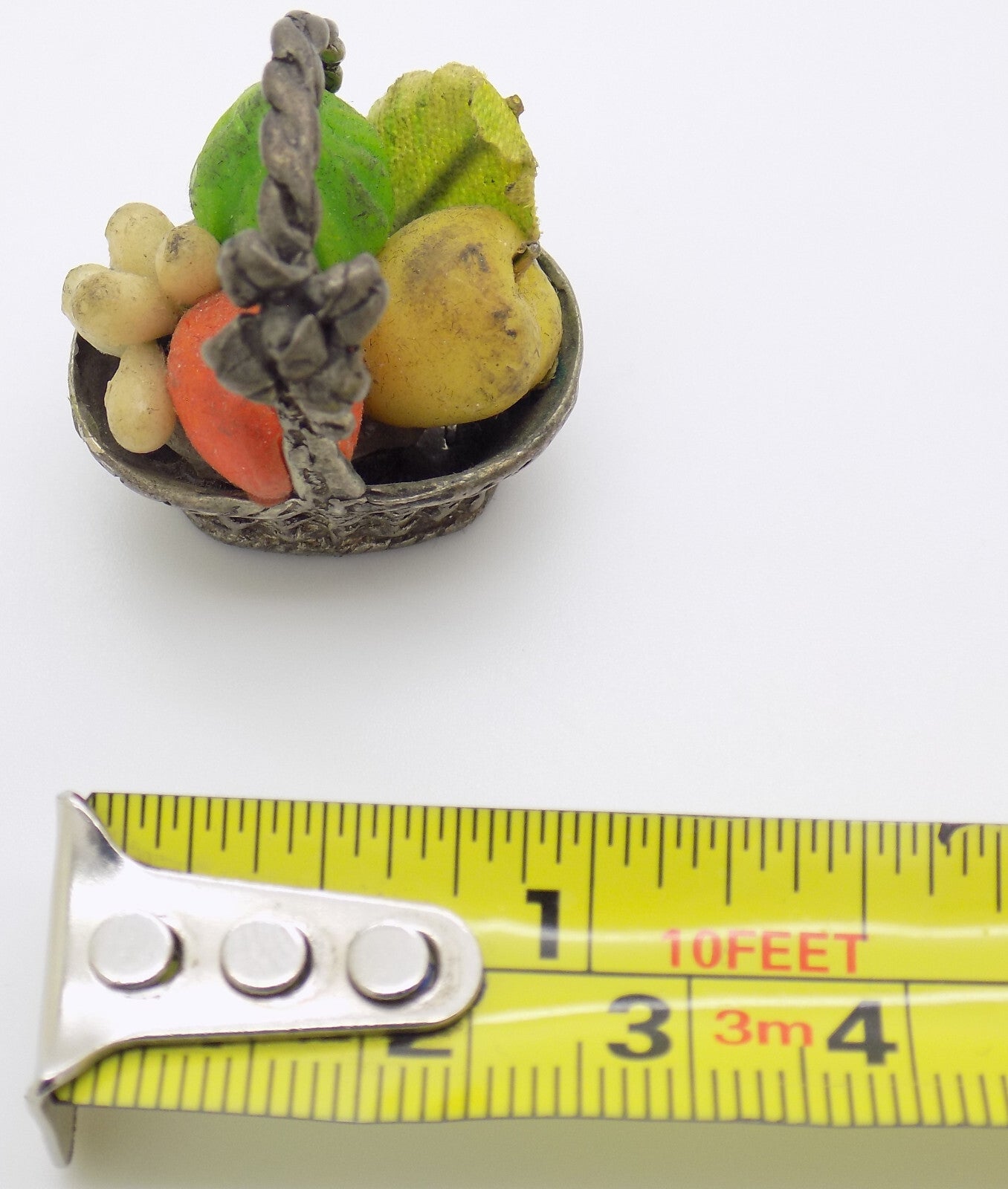 Vintage Italian Silver Dollhouse Fruit Basket Figurine Arezzo 1970s 1980s 14gr