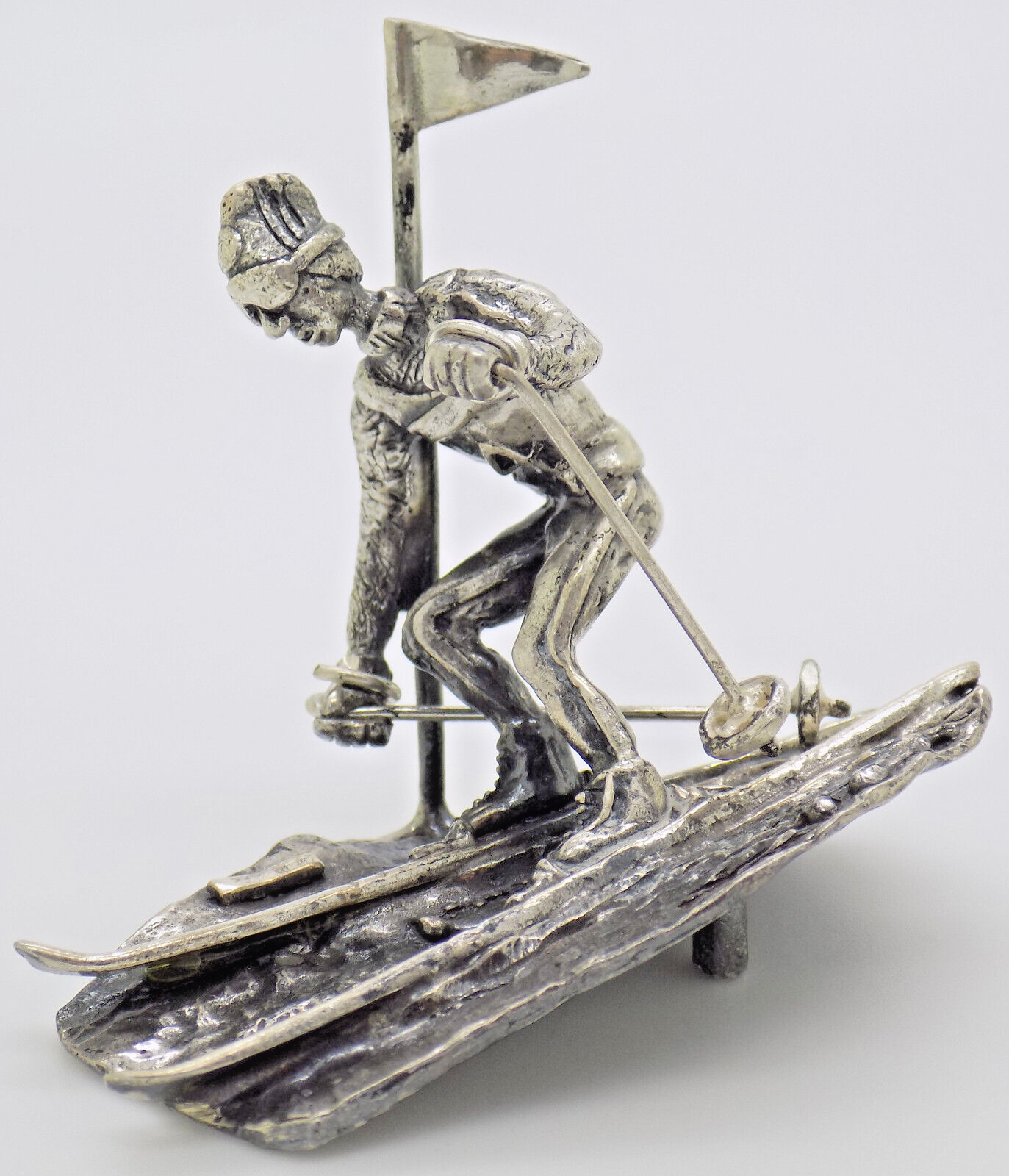 Vintage Italian Handmade Sterling Silver 925 Detailed Slalom Skier RARE Figurine
