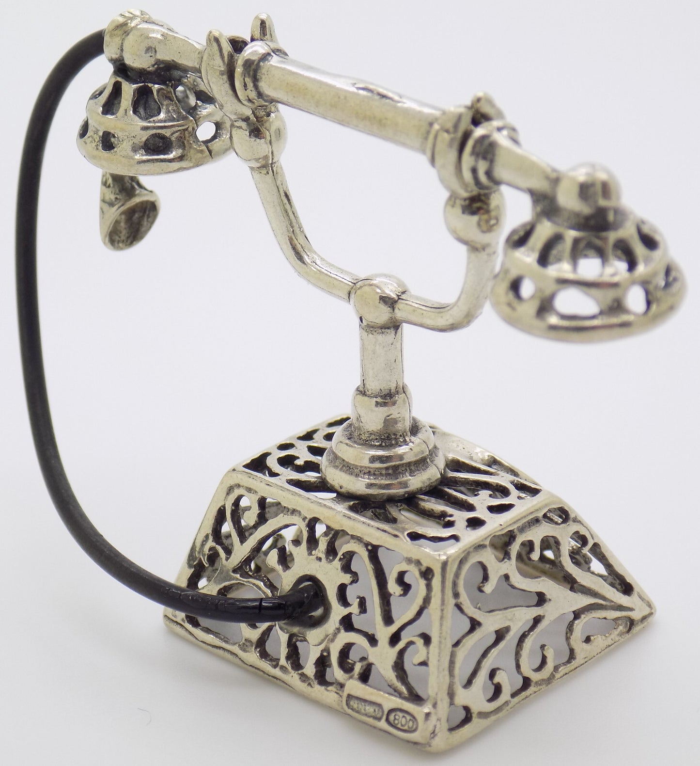Vintage Italian Handmade Genuine Silver Old Phone Large Miniature Figurine