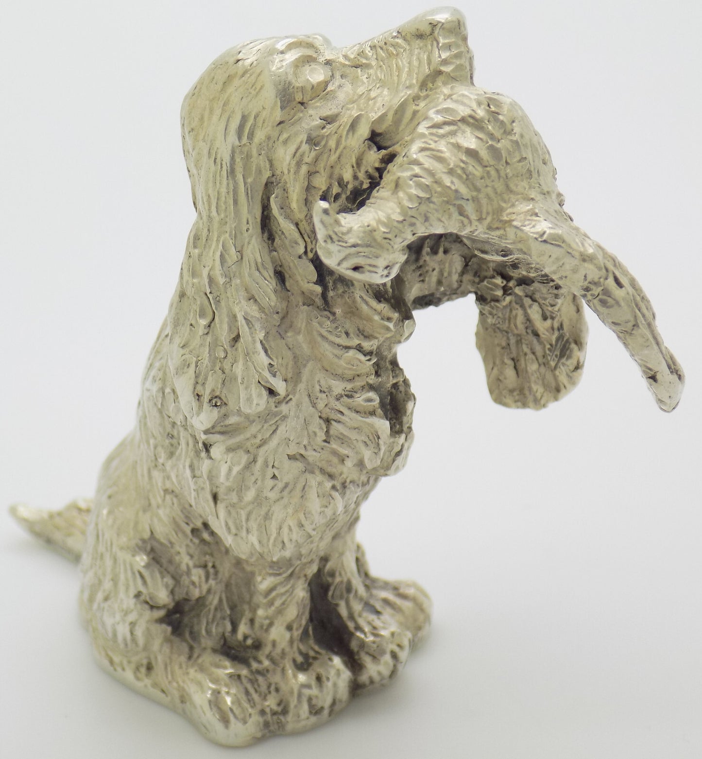 Large Vintage Italian Silver Hunting Spaniel Dog Figurine 800 Handmade Florence