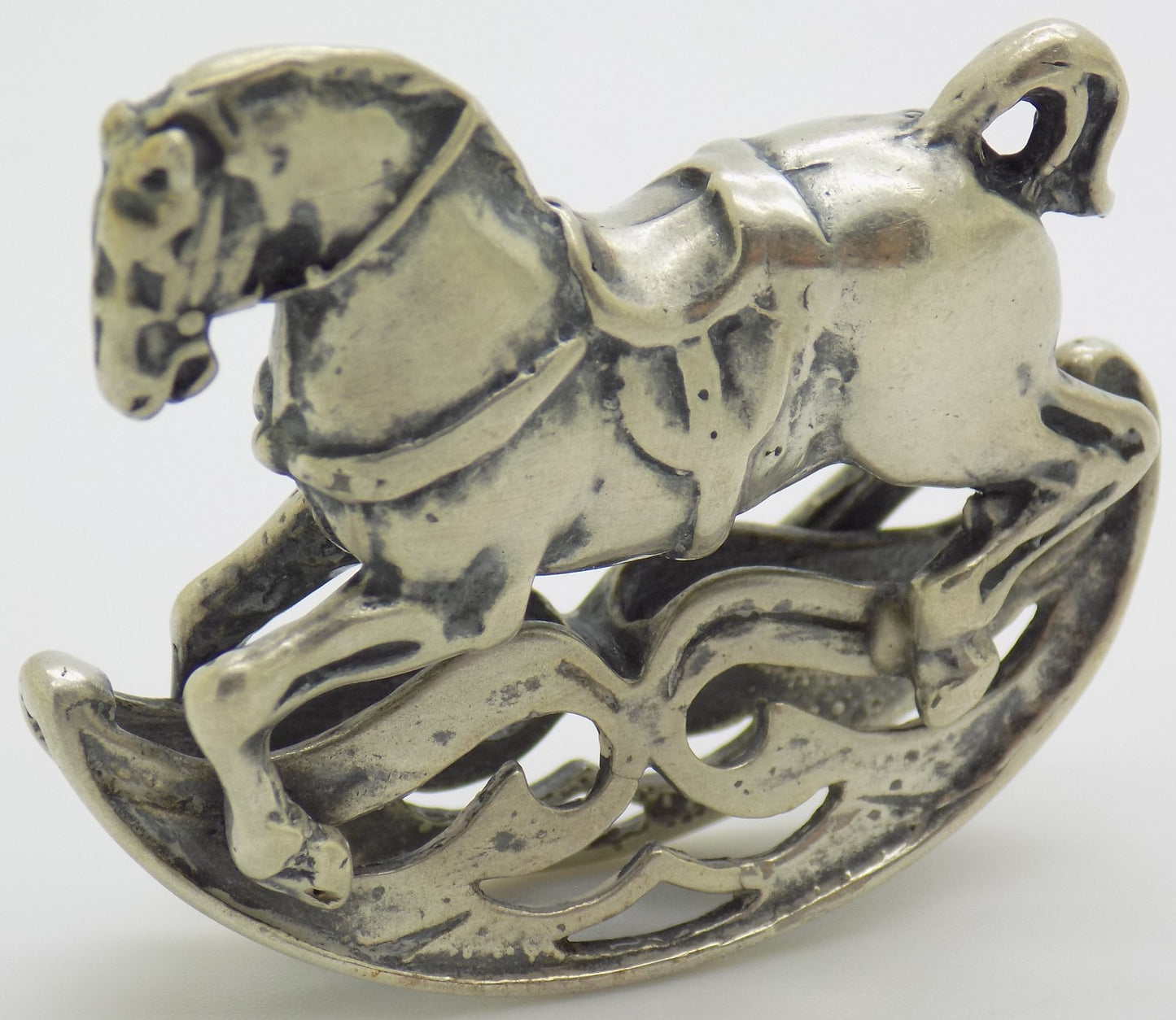 Vintage Handmade Italian Genuine Silver 800 Rocking Horse Figurine Miniature