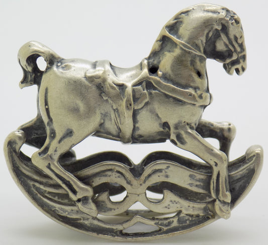Vintage Handmade Italian Genuine Silver 800 Rocking Horse Figurine Miniature