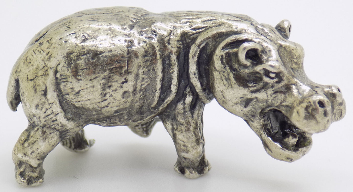 Vintage Italian Handmade Genuine Silver .800 Hippopotamus Detailed Figurine