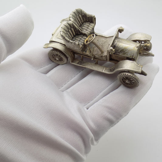 Vintage Italian Silver 800 Opel Coupe 1909 Figurine Handcrafted 1960s 1970s