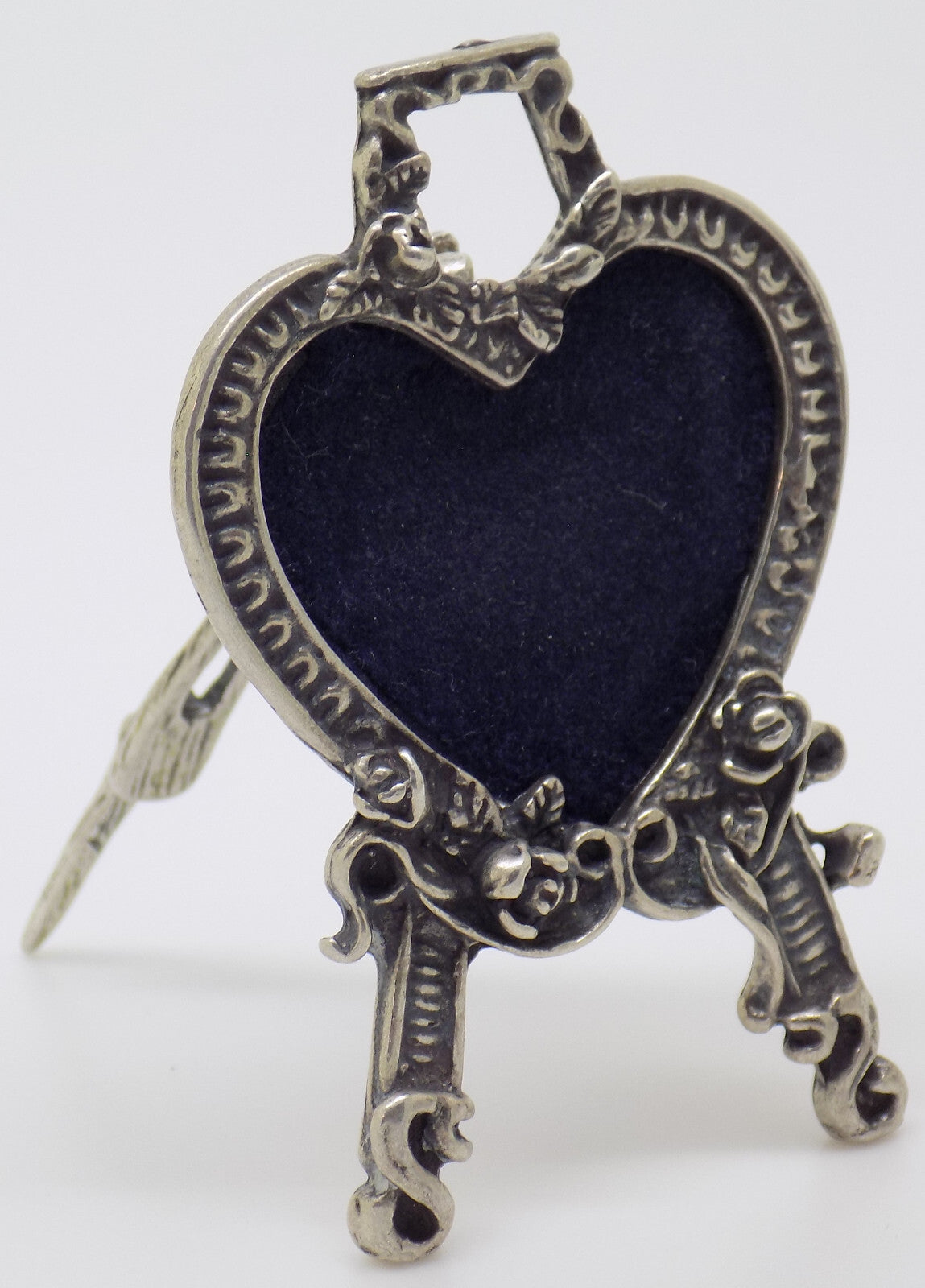 Vintage Italian Handmade Genuine Silver Heart Shaped Dollhouse Mini Frame