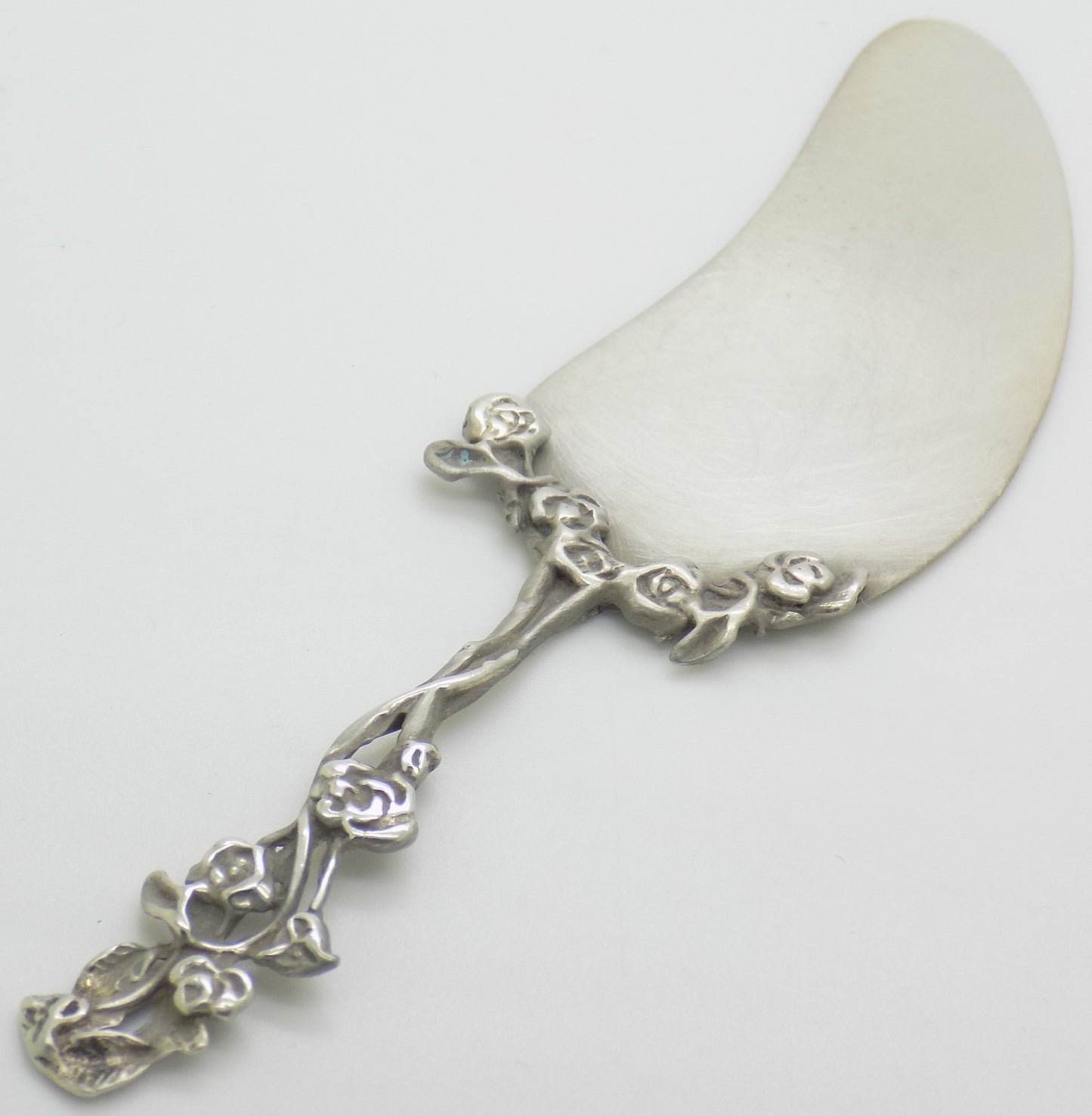 Vintage Italian Silver Small Cake Server Rose Pattern Handmade 800 Silver