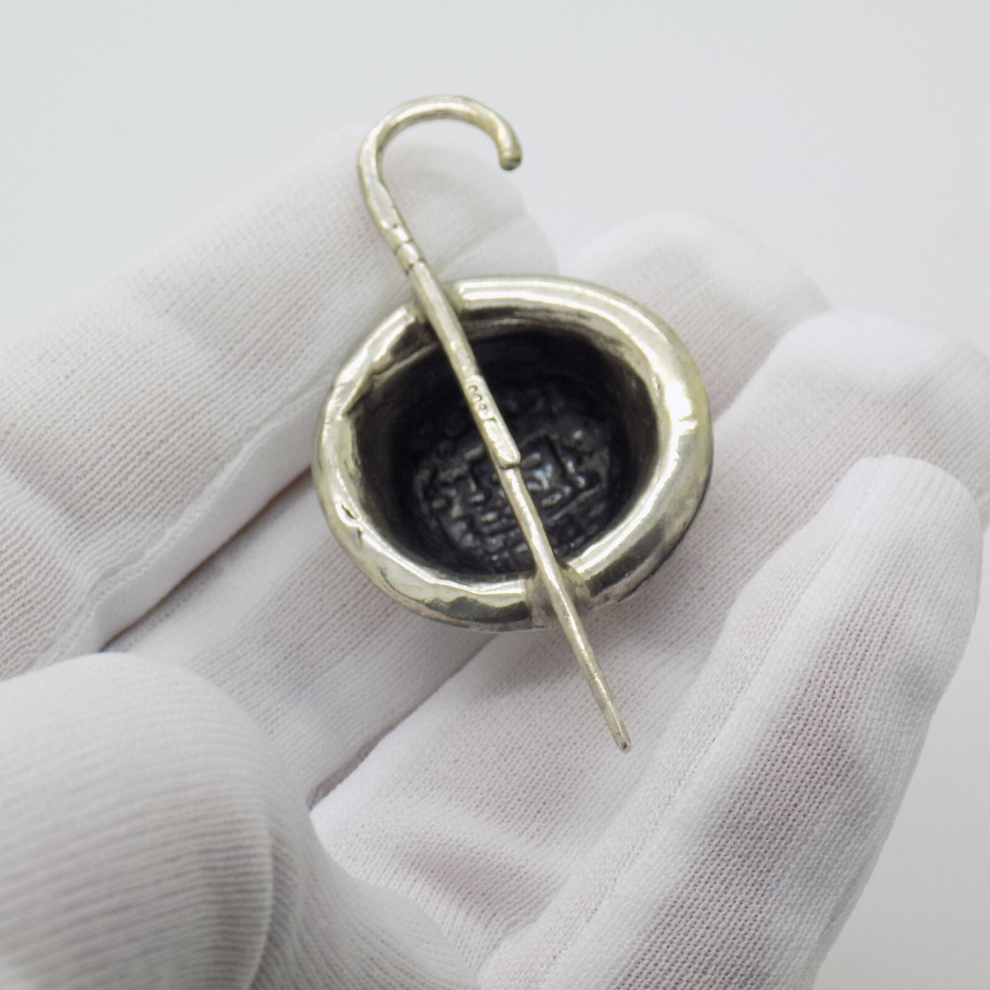 Vintage Italian Handmade Genuine Silver .800 Top Hat & Stick Figurine Miniature