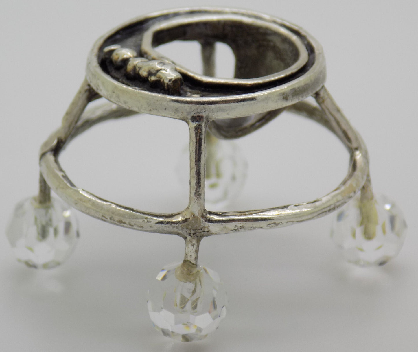 Vintage Italian Silver & Crystals Baby Walker Dollhouse Miniature 1970s 1980 13g