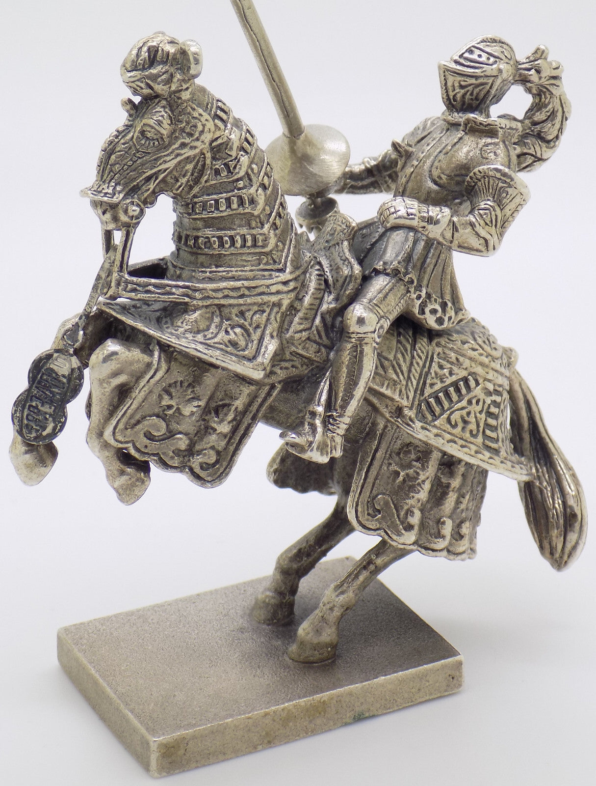 Vintage Italian Handmade Genuine Silver Medieval Jousting Knight Figurine Statue