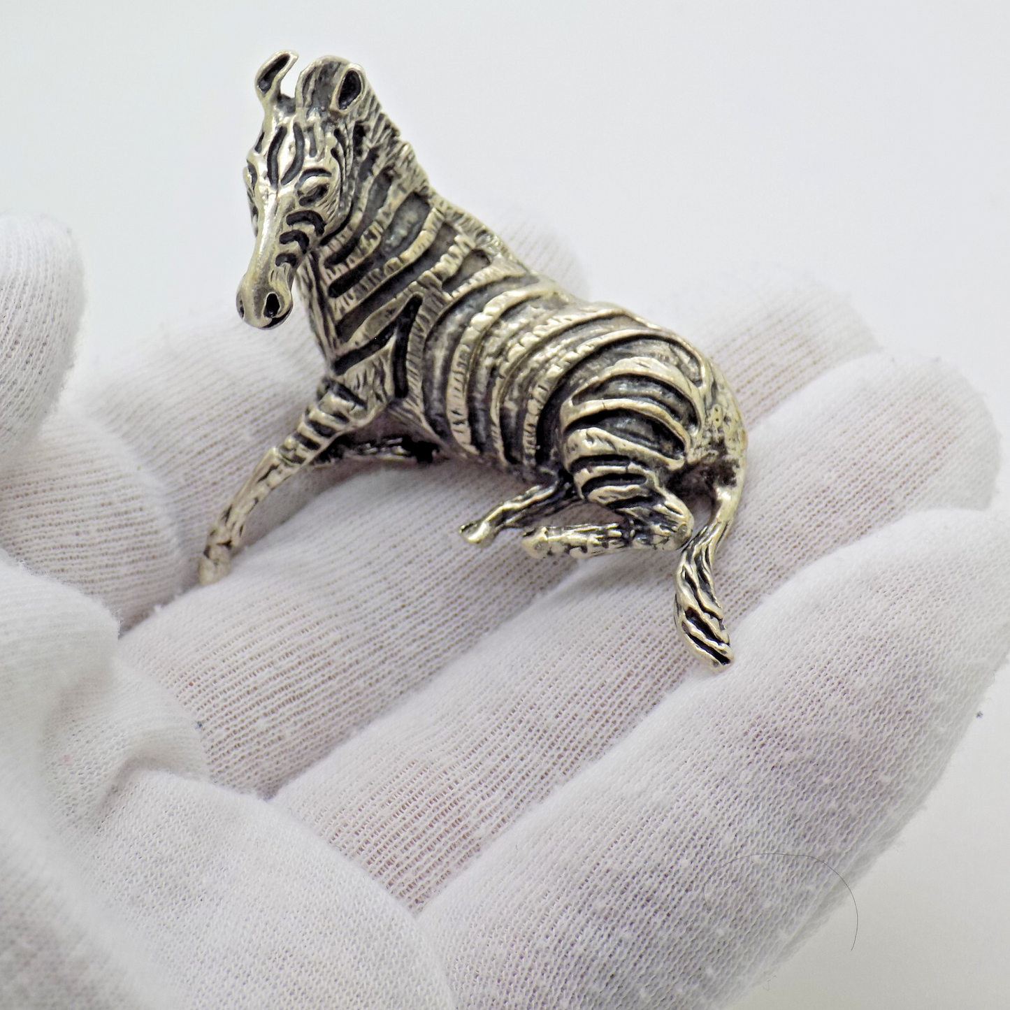 Vintage Italian Handmade Genuine Silver .800 Sitting Zebra Detailed Figurine