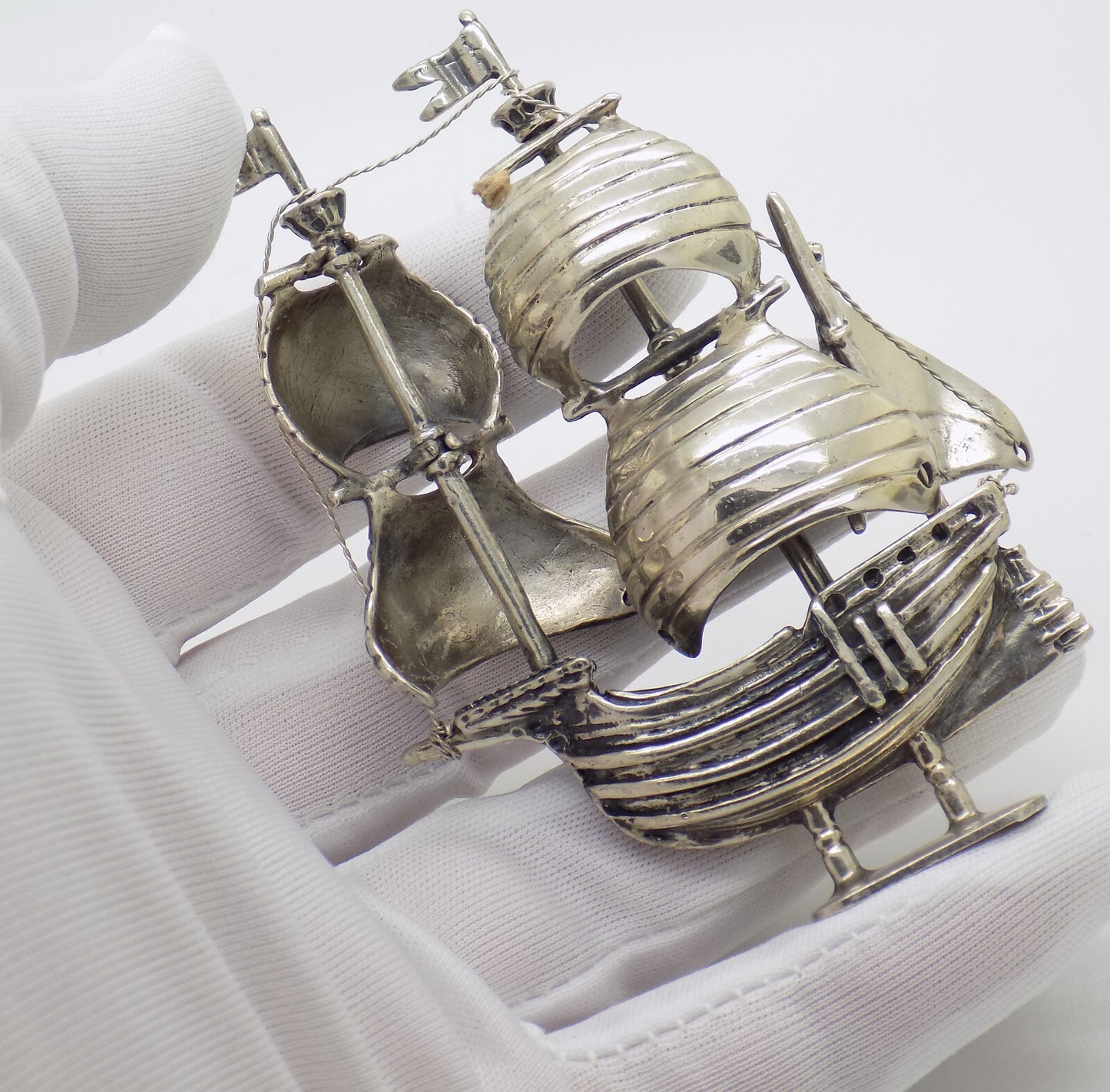 Vintage Italian Handmade Genuine Silver .800 Galleon Ship LARGE RARE Figurine