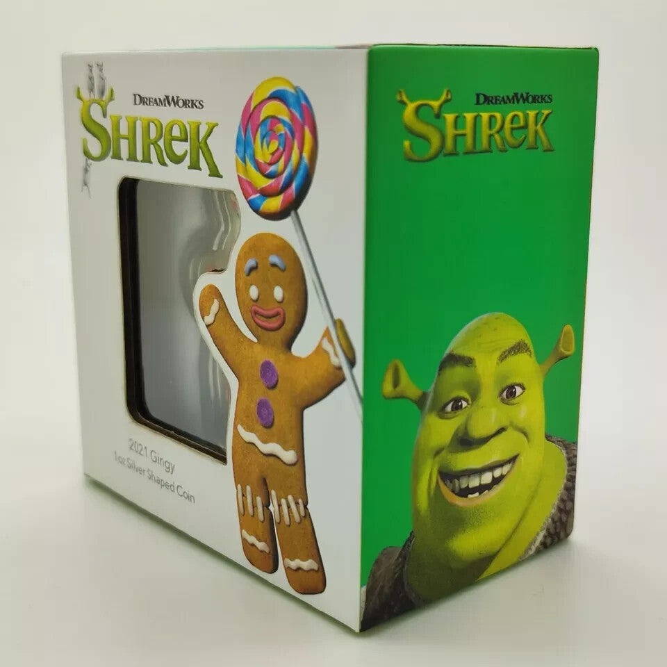 2021 Niue $2 E.T. Shrek Gingy Cookie 1oz 999% Pure Silver Shaped Coin #0015