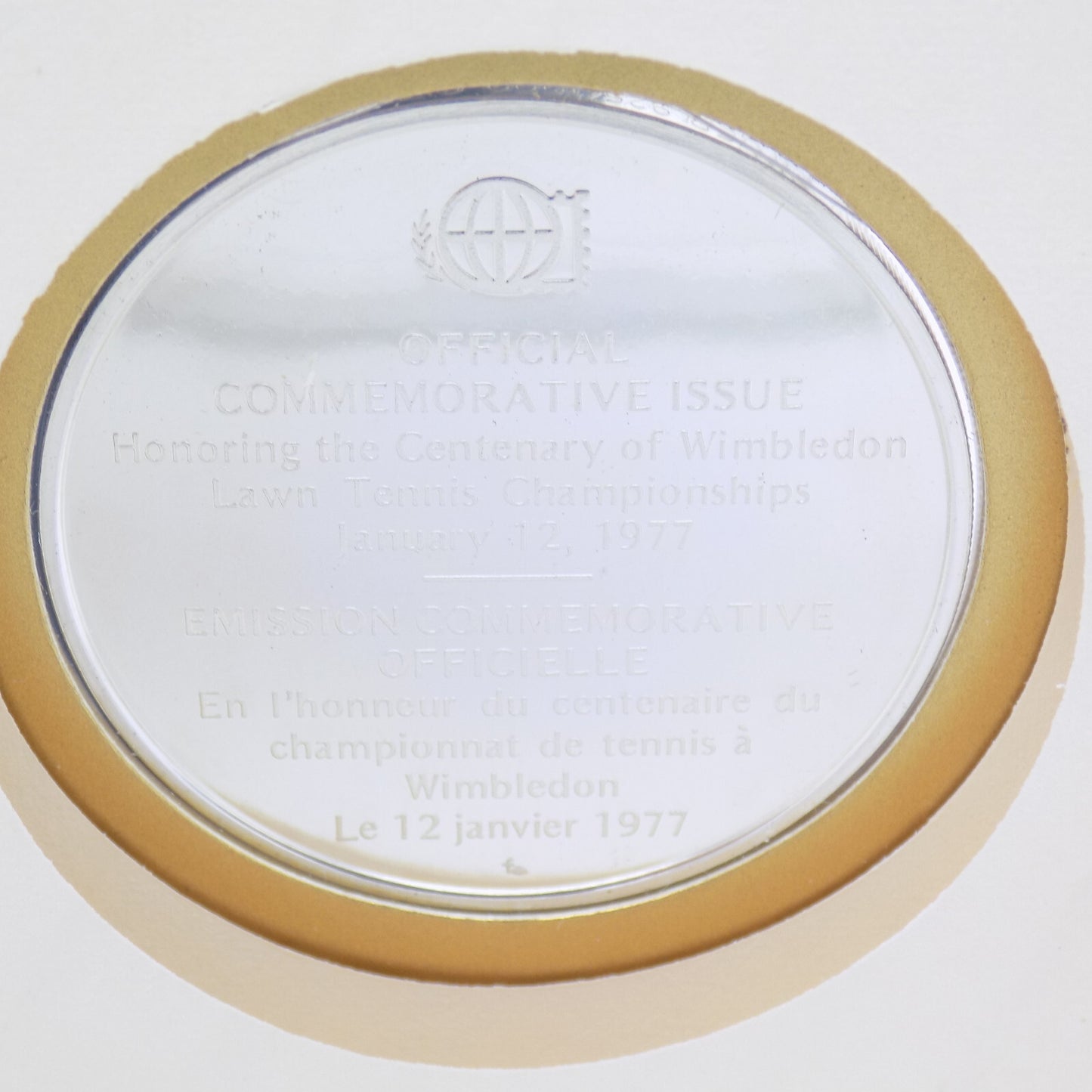 1977 Int'l Society of Postmasters 100 Years of Tennis in Wimbledon Silver Medal