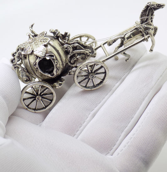 Vintage Italian Handmade Genuine Silver Cinderella Princess Carriage Figurine