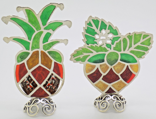 Vintage Italian Handmade Sterling Silver 925 Table Place Fruit Card Holders