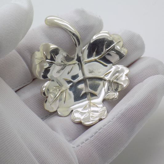 Vintage Italian Handmade Genuine Silver Plated REAL LIFE SIZE Orli Brand Leaf